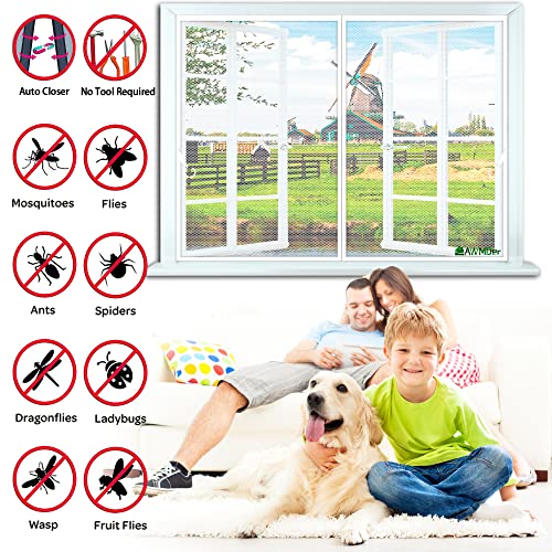 Moustiquaire de Fenêtre Ou Fenetre Magnetique Blanc 120 x 60 cm Installацию Sans Outil Facile - Moustiquaire de Haute Qu