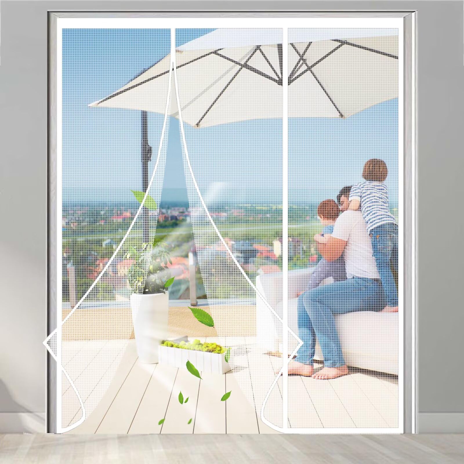 Aimants pour moustiquaires 245x230cm, protection contre les insectes sans perçage, idéal pour les fenêtres de toit Blanc